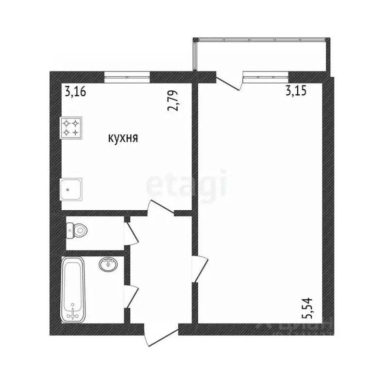 1-к кв. Белгородская область, Белгород ул. Шаландина, 4к3 (33.7 м) - Фото 2