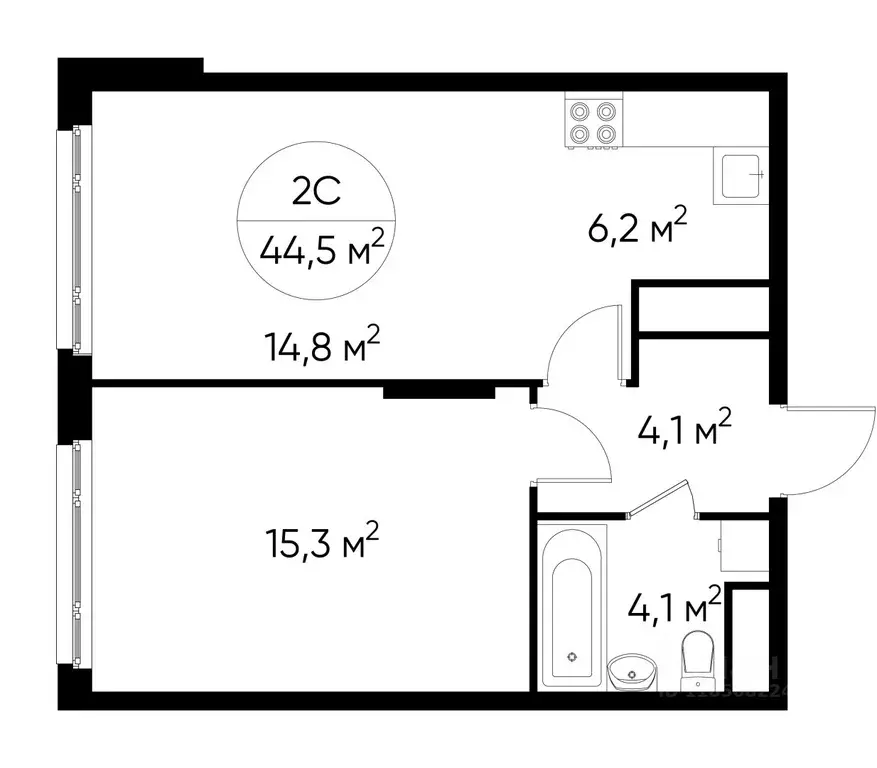 2-к кв. Москва Переделкино Ближнее мкр, 13-й кв-л,  (44.5 м) - Фото 0