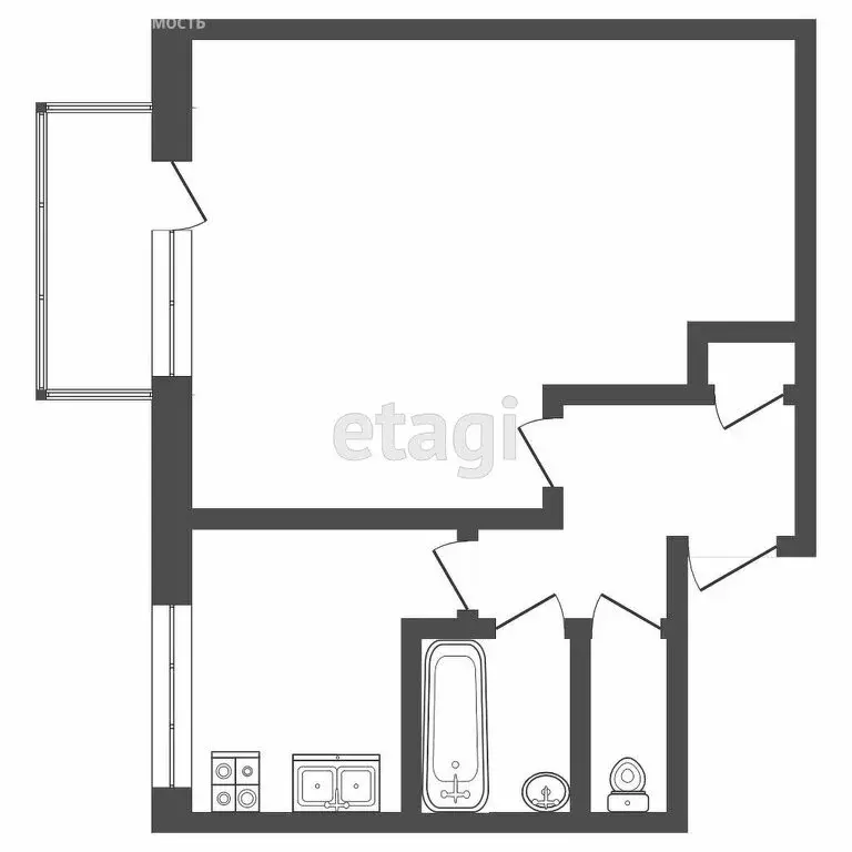 1-комнатная квартира: Саранск, улица Васенко, 4 (29.7 м) - Фото 1