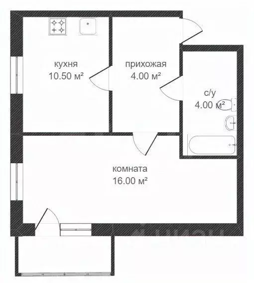 1-к кв. Костромская область, Кострома Венеция мкр, 47 (28.4 м) - Фото 2