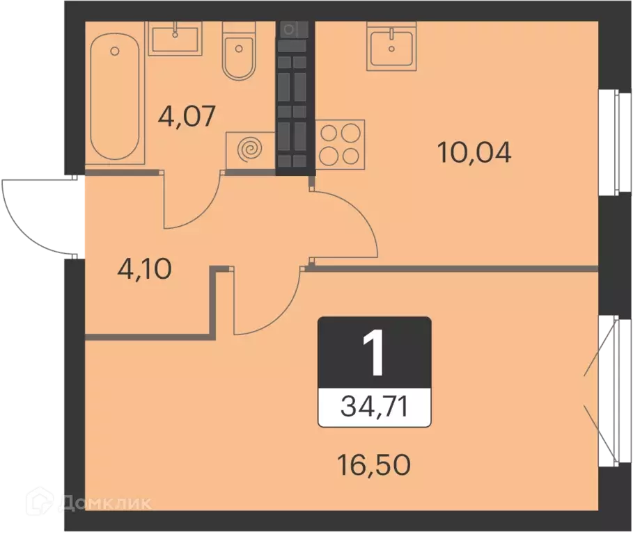Продаётся 1-к квартира, 34.7 м - Фото 0