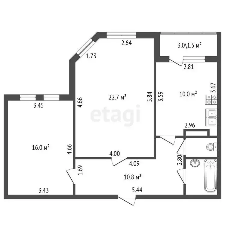 2-комнатная квартира: Санкт-Петербург, Лабораторный проспект, 18к1 (65 ... - Фото 1
