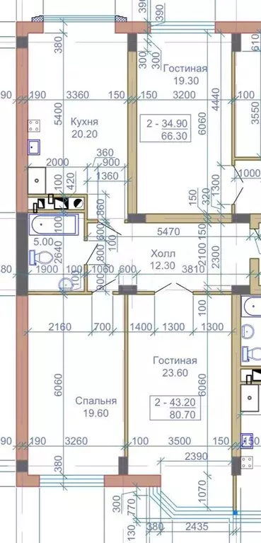 2-к. квартира, 80,7 м, 8/9 эт. - Фото 0