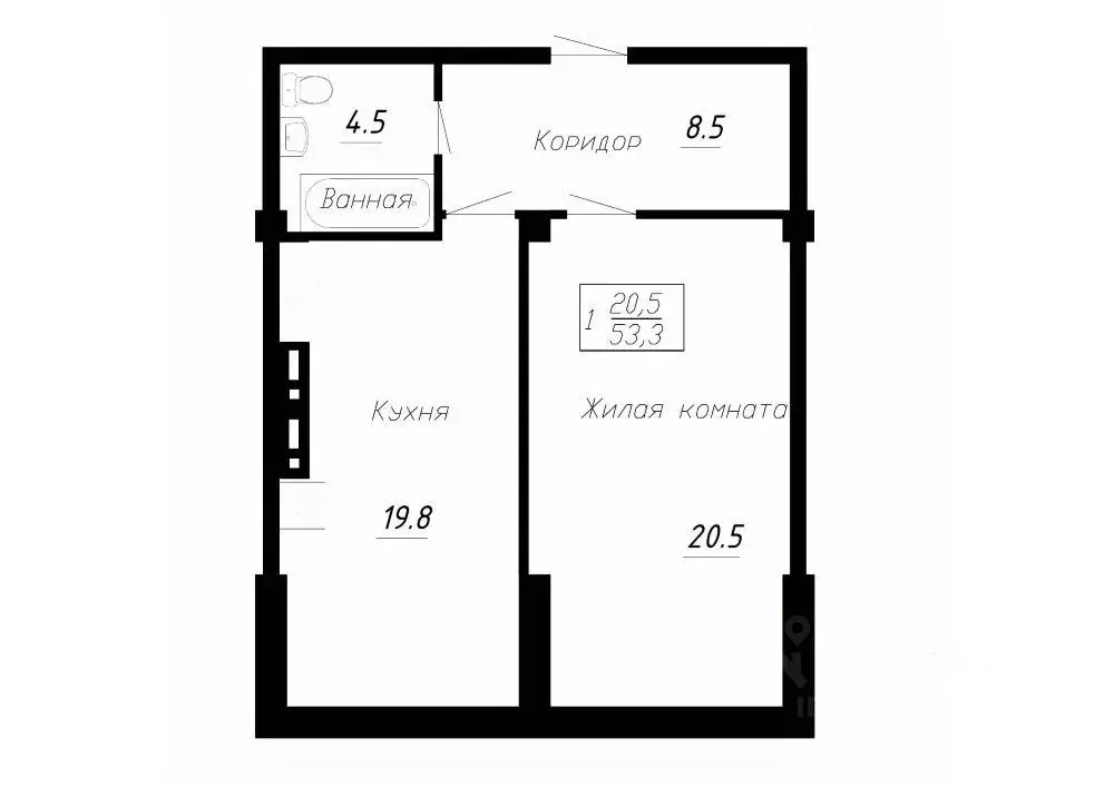 1-к кв. Ставропольский край, Ессентуки  (53.3 м) - Фото 1