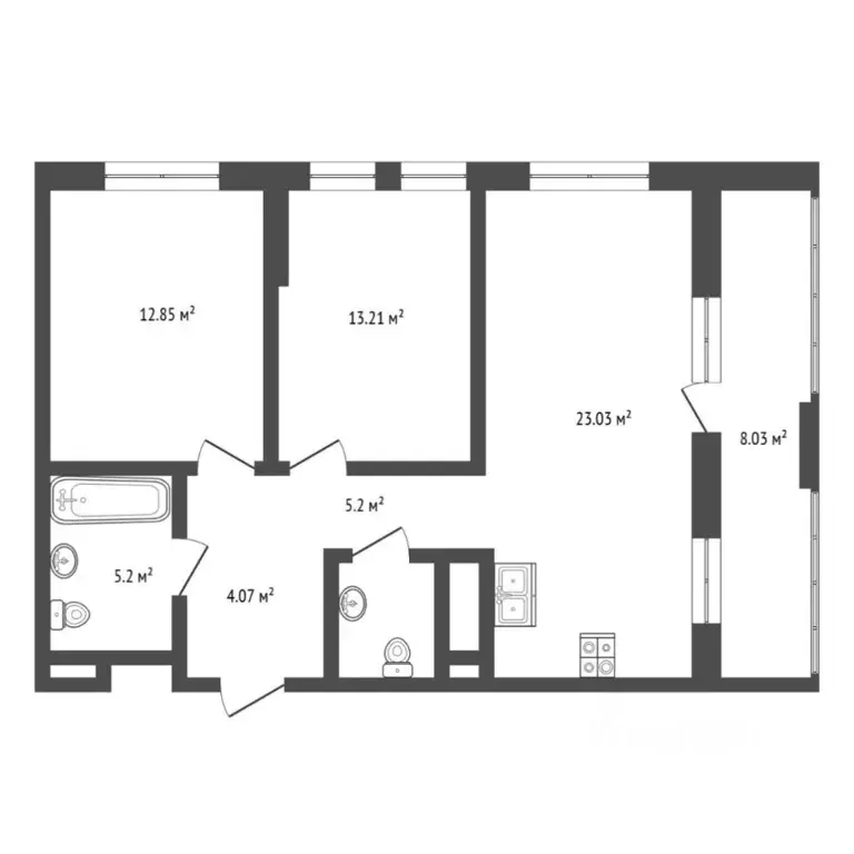 2-к кв. Тюменская область, Тюмень Харьковская ул., 72Б (74.0 м) - Фото 1