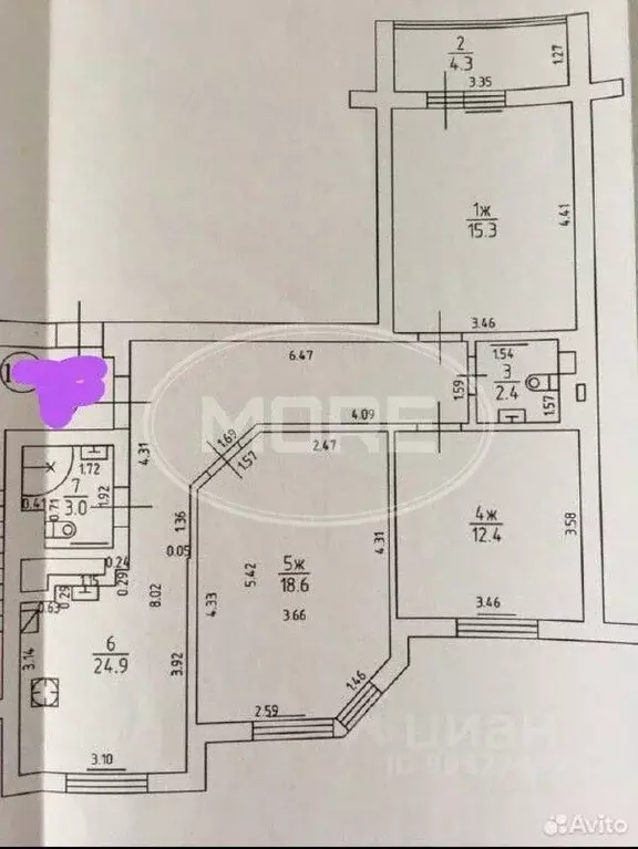 3-к кв. Калининградская область, Калининград Новгородская ул., 7 (82.0 ... - Фото 2