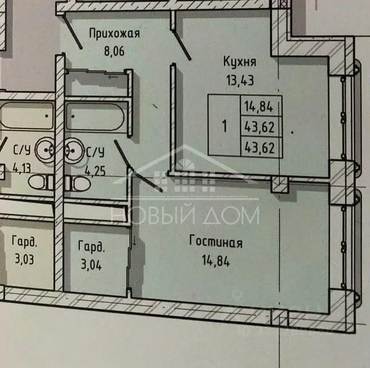 1-к кв. Кабардино-Балкария, Нальчик ул. Мовсисяна, 9 (45.0 м) - Фото 2