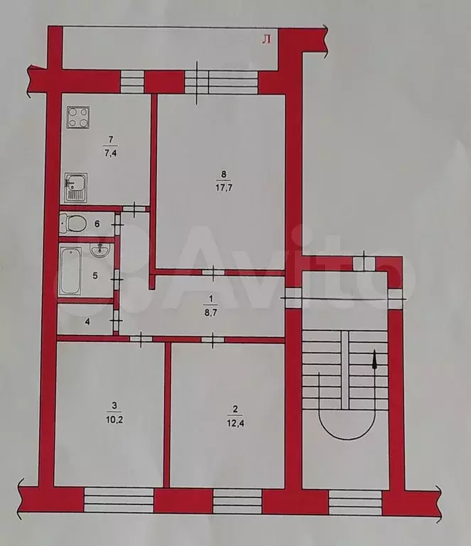 3-к. квартира, 65 м, 4/5 эт. - Фото 0