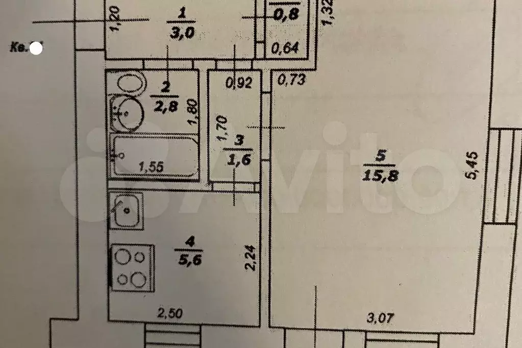 1-к. квартира, 29,6 м, 4/5 эт. - Фото 0