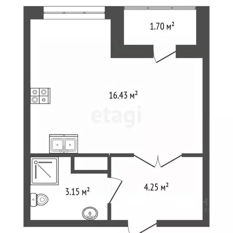 Студия Санкт-Петербург Благодатная ул., 50 (24.0 м) - Фото 2