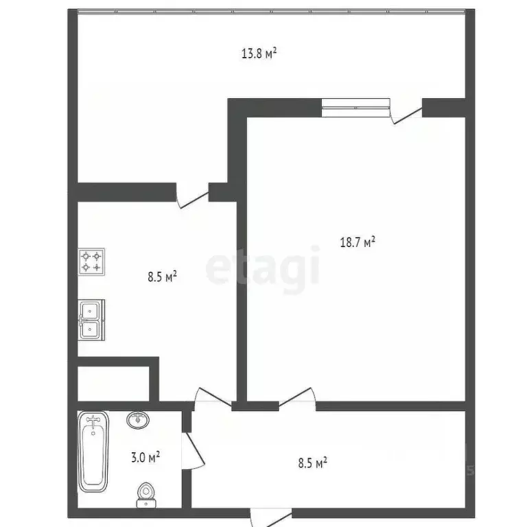 1-к кв. Самарская область, Самара Солнечная ул., 42 (37.0 м) - Фото 1