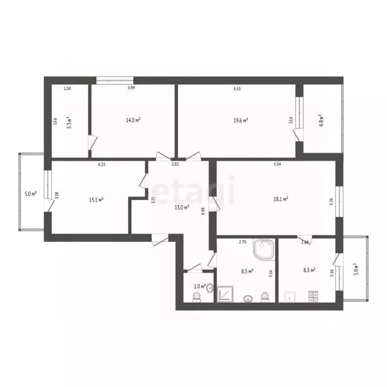 4-к кв. Тюменская область, Тюмень ул. Хохрякова, 83 (101.9 м) - Фото 2