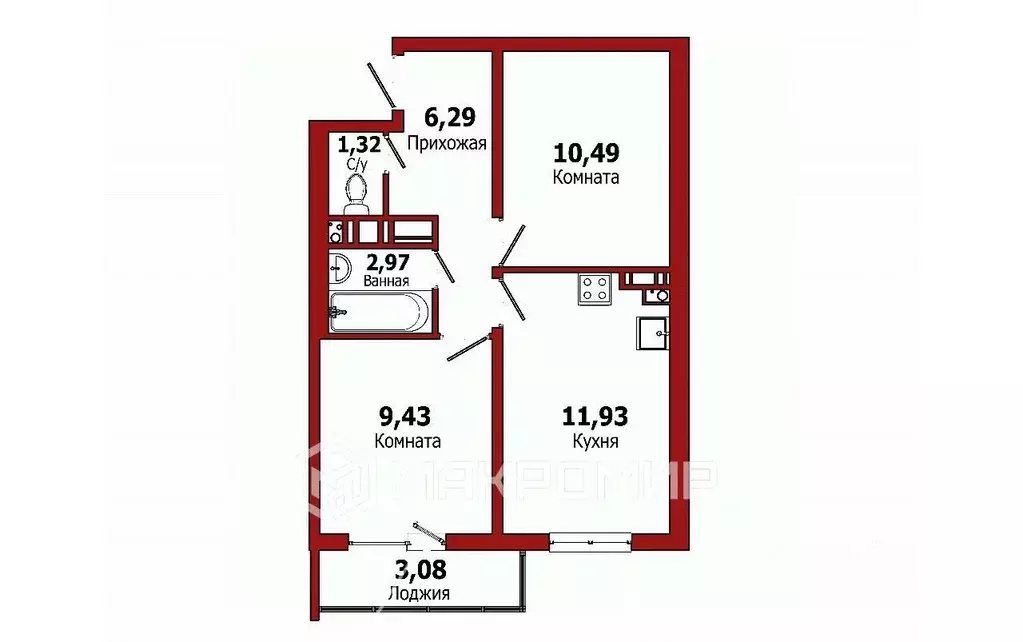 2-к кв. Ленинградская область, Мурино Всеволожский район, ул. ... - Фото 1