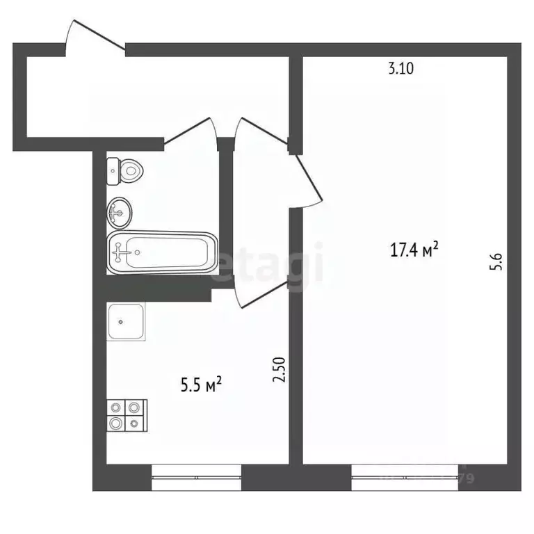 1-к кв. Белгородская область, Белгород ул. Некрасова, 8А (32.0 м) - Фото 1