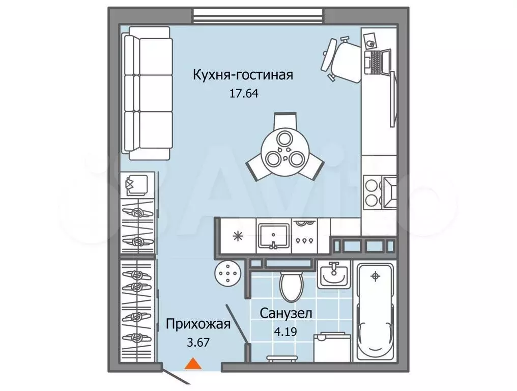 Квартира-студия, 26 м, 2/7 эт. - Фото 0
