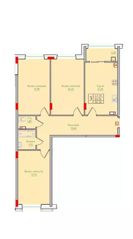 3-к кв. Ставропольский край, Невинномысск ул. Имени Героя России ... - Фото 1