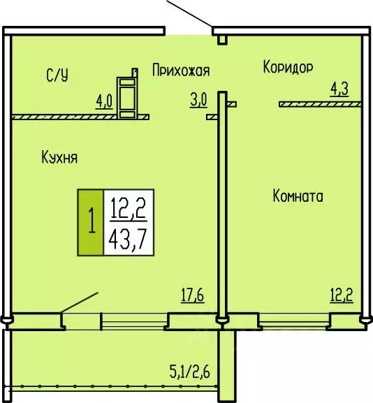 1-к кв. Курганская область, Курган ул. Карбышева, 52 (43.7 м) - Фото 0