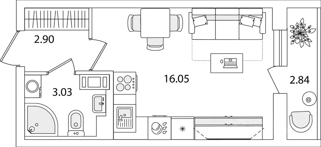 Студия Санкт-Петербург ул. Тамбасова, 5Н (23.4 м) - Фото 0