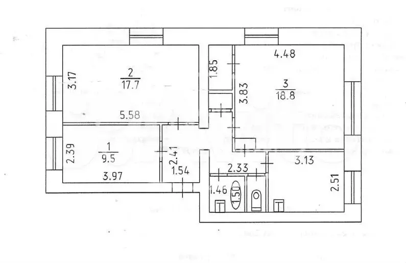 3-к. квартира, 67 м, 1/4 эт. - Фото 0