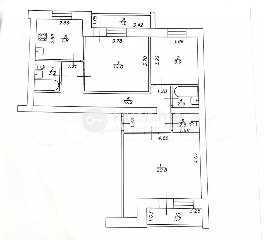 3-к. квартира, 76,9 м, 1/10 эт. - Фото 0