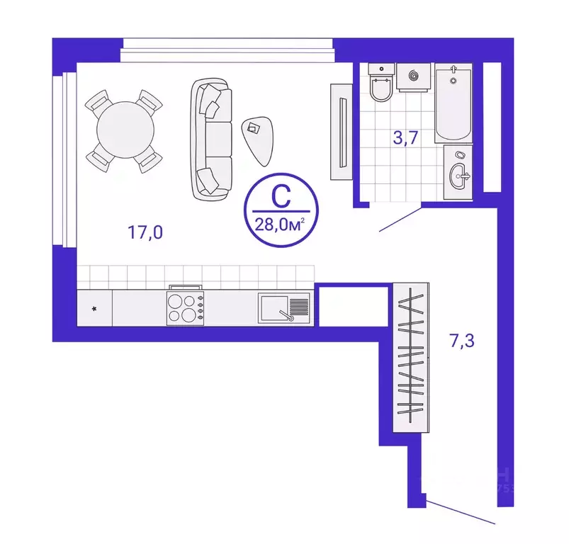 Студия Свердловская область, Екатеринбург Уктус жилрайон, Синица ... - Фото 1