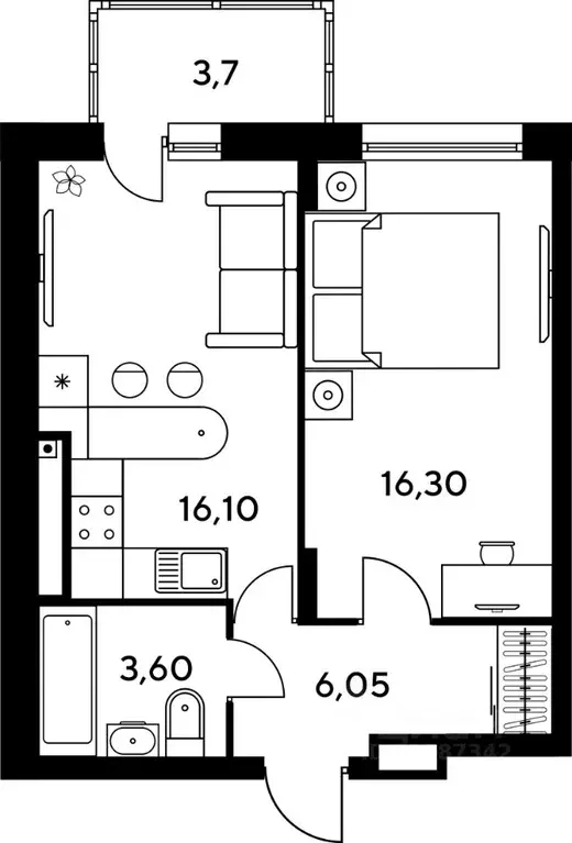 2-к кв. Ростовская область, Ростов-на-Дону бул. Платова, 16 (44.85 м) - Фото 0