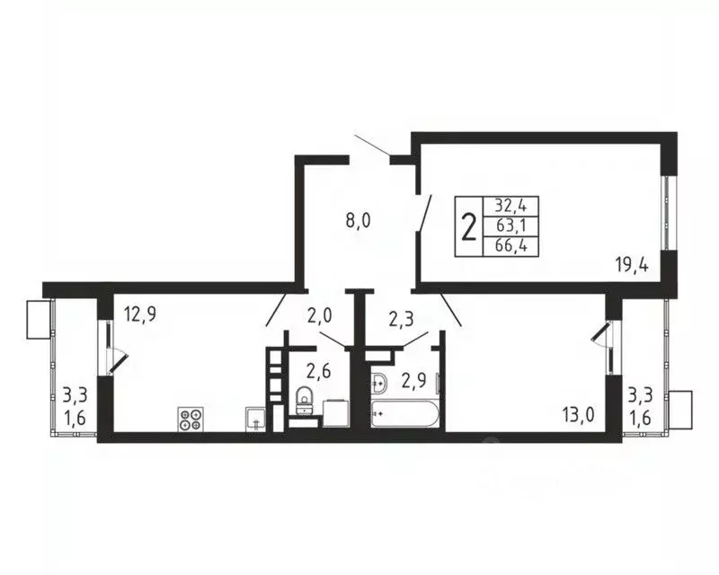 2-к кв. Московская область, Мытищи городской округ, д. Пирогово ... - Фото 1