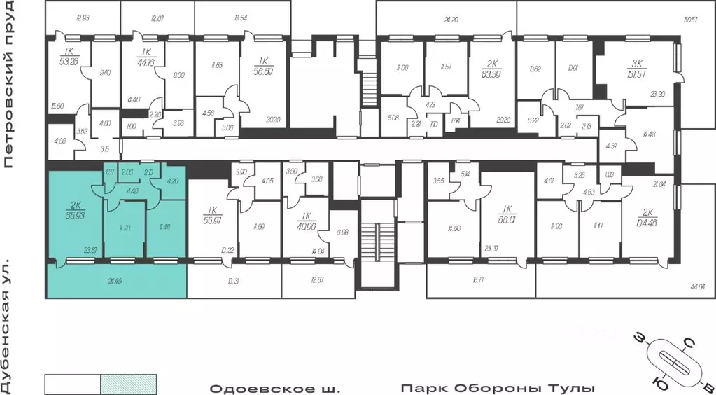 2-к кв. Тульская область, Тула Жукова Парк жилой комплекс (68.09 м) - Фото 1