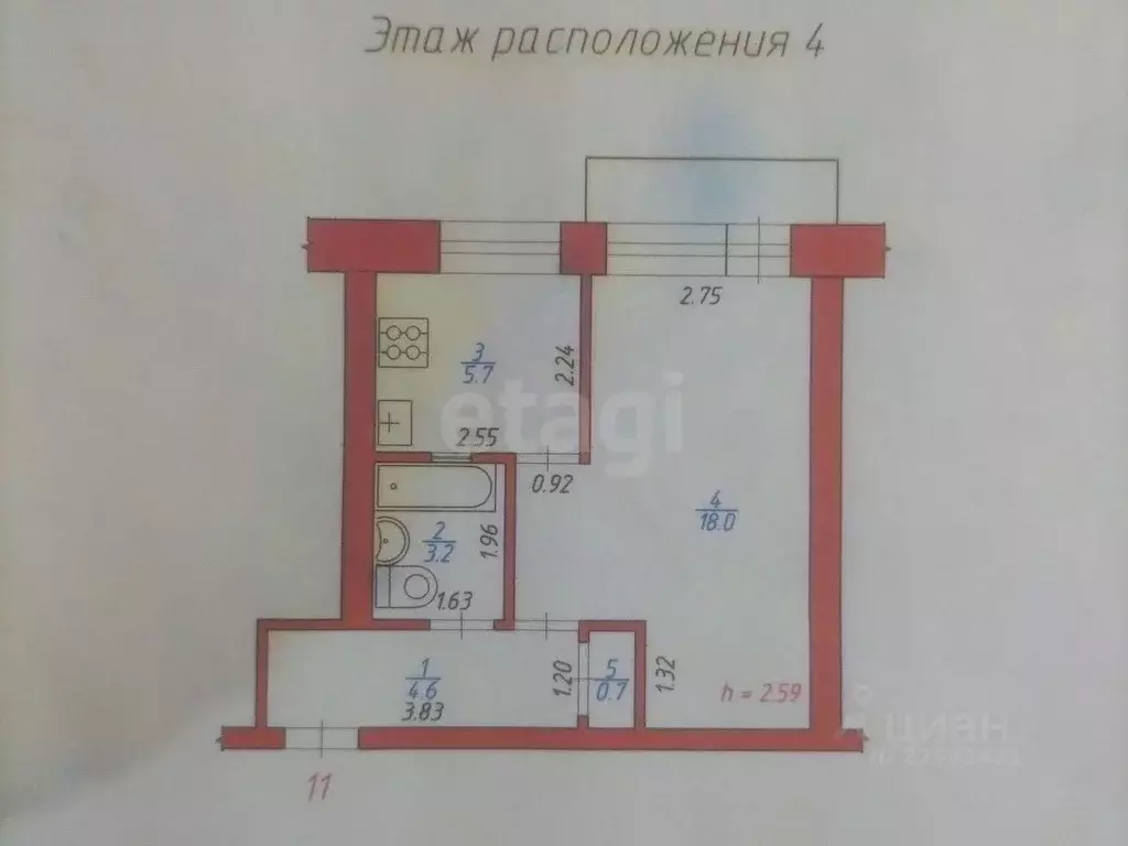 1-к кв. Удмуртия, Ижевск 8-й Подлесный проезд, 11 (32.2 м) - Фото 0