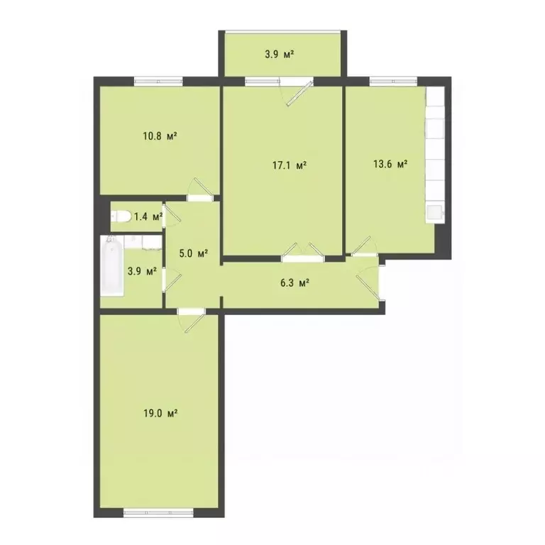 3-к кв. Омская область, Омск Заозерный мкр, ул. Сергея Тюленина, 4 ... - Фото 1