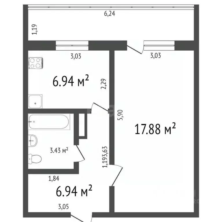 1-к кв. Ульяновская область, Ульяновск Жигулевская ул., 66 (34.6 м) - Фото 2