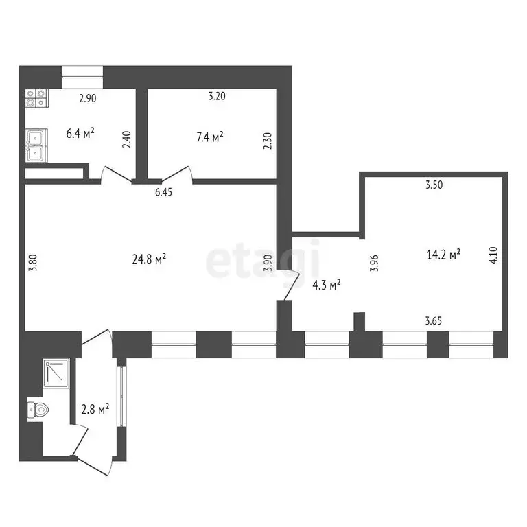 3-комнатная квартира: Симферополь, Казанская улица, 7 (67 м) - Фото 1