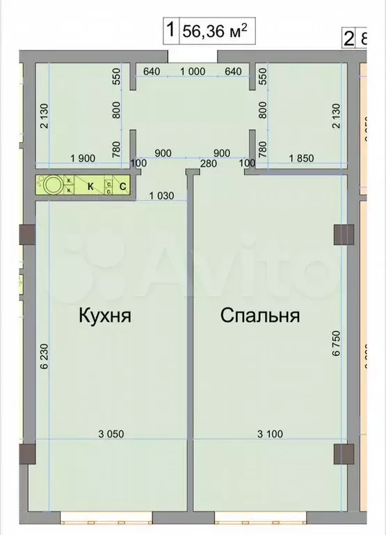 1-к. квартира, 52,9 м, 10/12 эт. - Фото 0