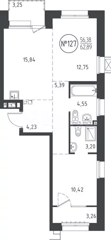 2-к. квартира, 63 м, 5/10 эт. - Фото 1