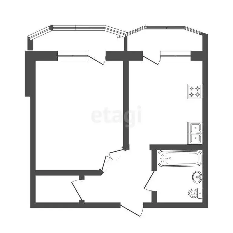 1-комнатная квартира: посёлок городского типа Медведево, улица Сергея ... - Фото 1