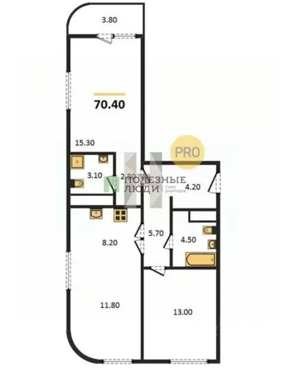 3-к кв. удмуртия, ижевск ул. холмогорова, 107 (70.4 м) - Фото 1