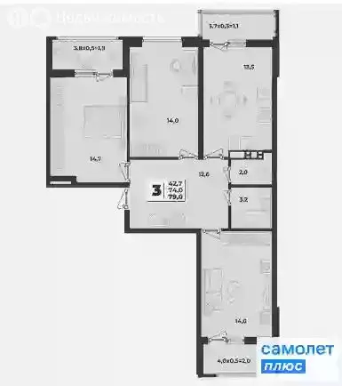 3-комнатная квартира: Краснодар, улица имени Генерала Корнилова, 1к1 ... - Фото 0
