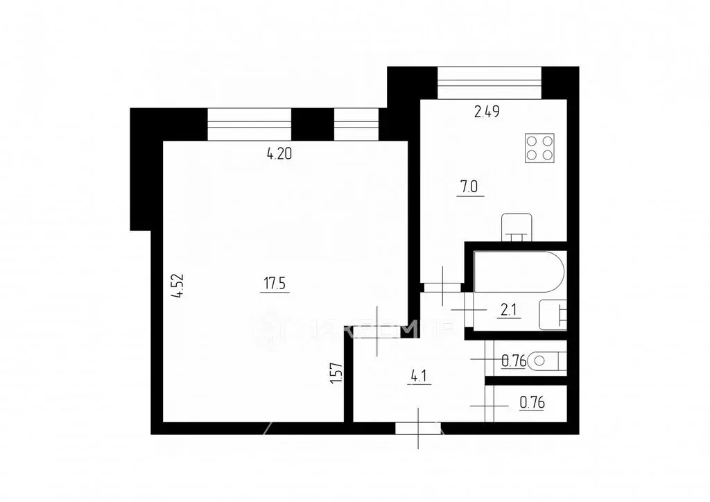 1-комнатная квартира: Санкт-Петербург, улица Академика Байкова, 7к2 ... - Фото 1
