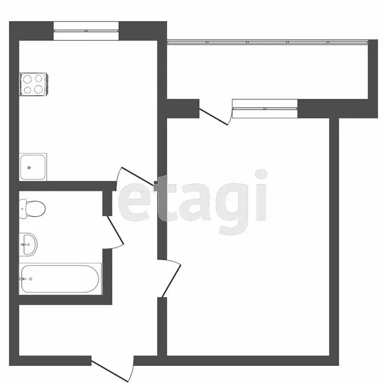 1-комнатная квартира: Тюмень, Магаданская улица, 13 (34.7 м) - Фото 1
