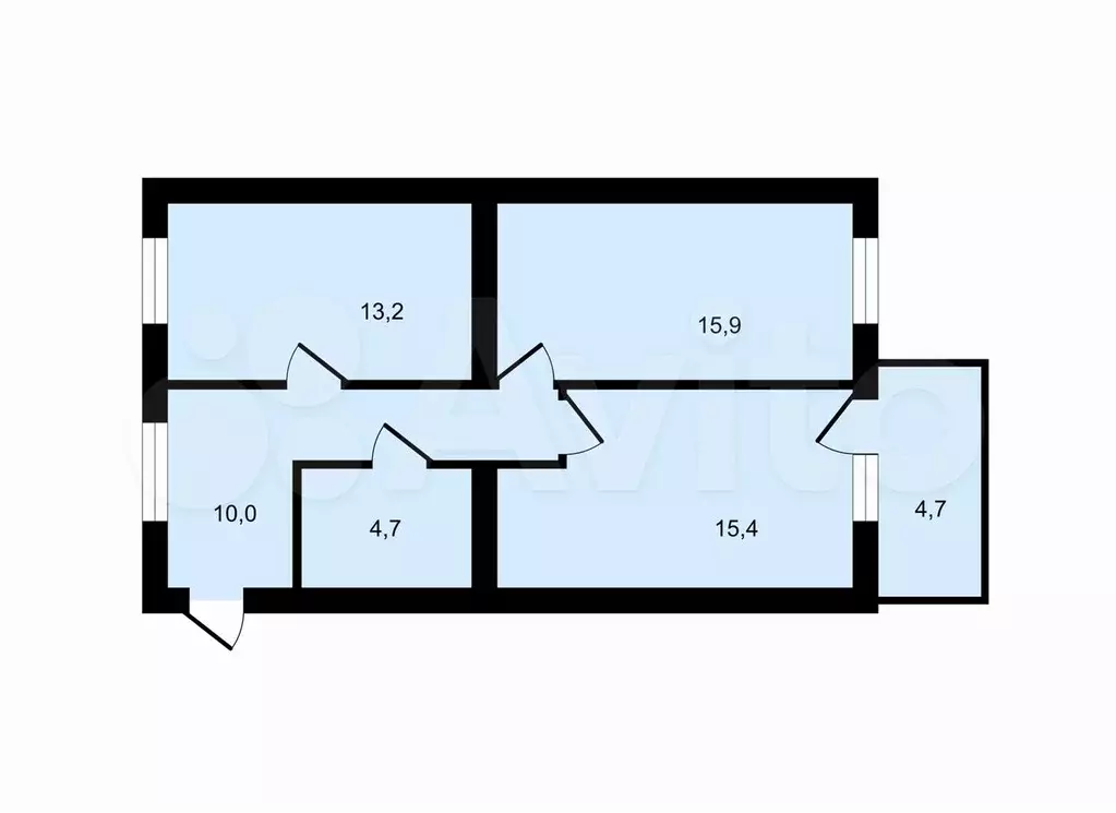 2-к. квартира, 59,2 м, 4/5 эт. - Фото 0