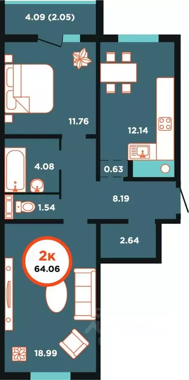 2-к кв. Калининградская область, Калининград Пригородная ул., 11 ... - Фото 1