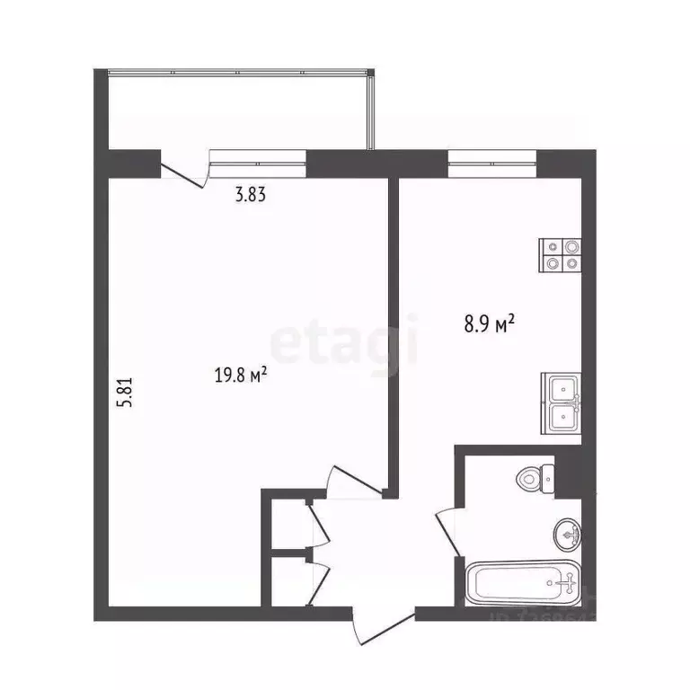 1-к кв. Москва Северный бул., 12В (34.9 м) - Фото 1
