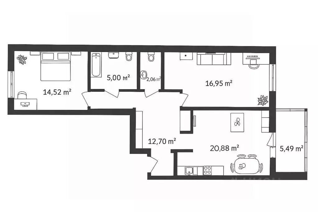 2-к кв. Тюменская область, Тюмень Широтная ул., 209к1 (73.0 м) - Фото 2