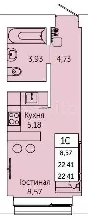 Квартира-студия, 22,4 м, 8/32 эт. - Фото 0