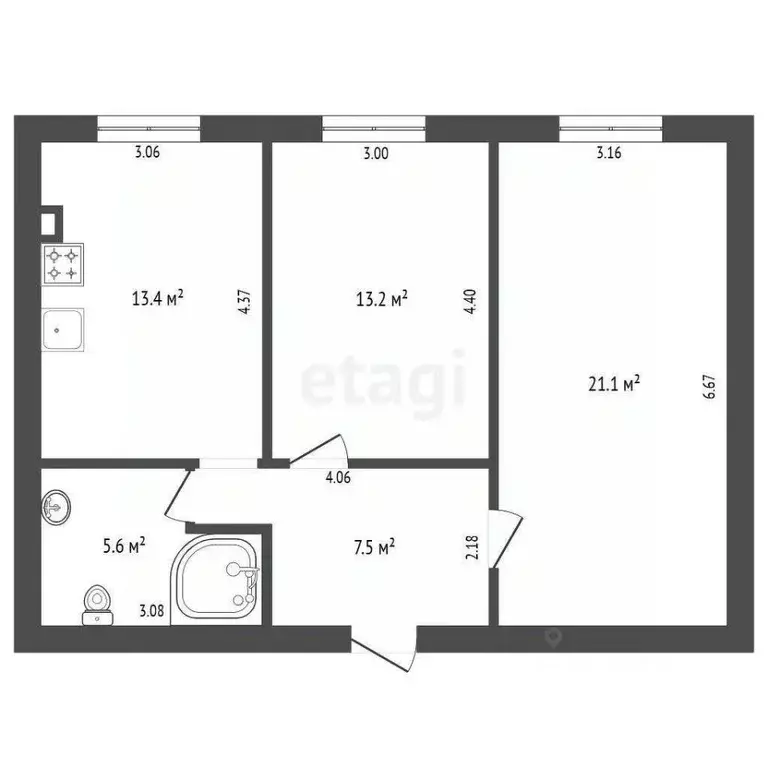 2-к кв. Ставропольский край, Ессентуки ул. Олимпийская (61.0 м) - Фото 2