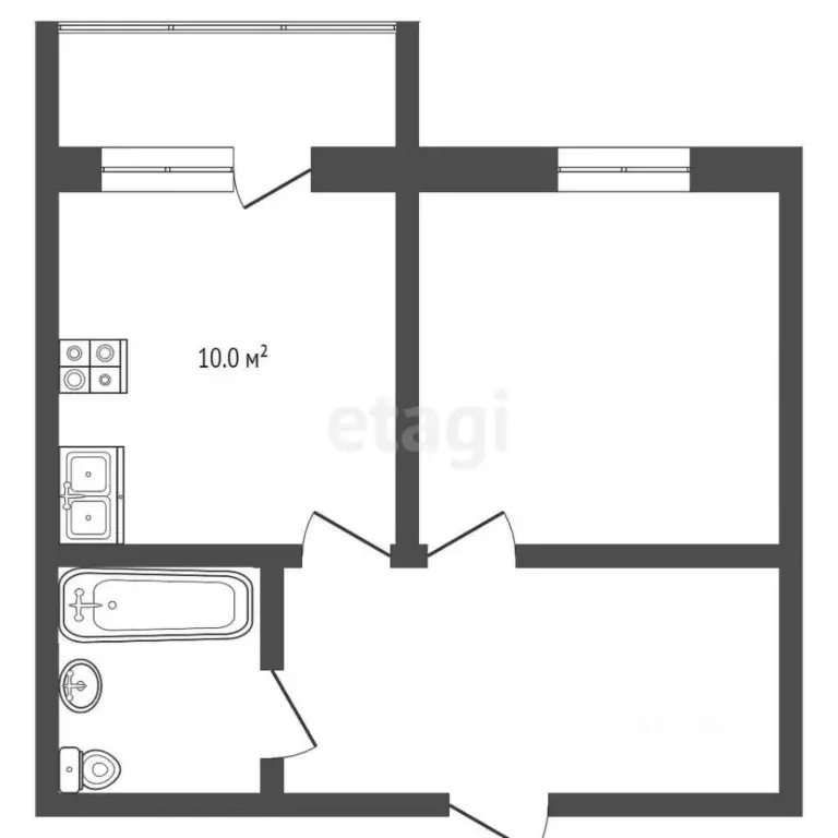 1-к кв. Ханты-Мансийский АО, Сургут Майская ул., 6/2 (43.1 м) - Фото 1