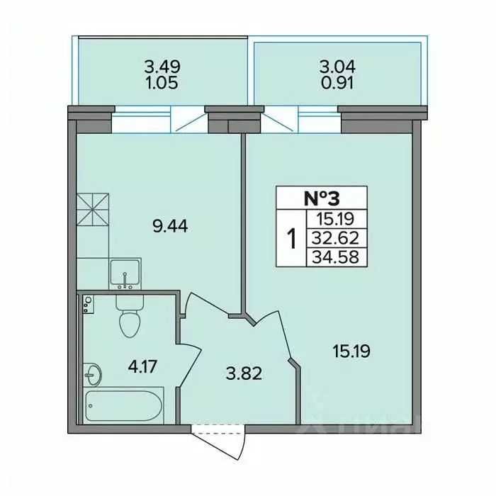1-к кв. Санкт-Петербург пос. Шушары, Ленсоветовский тер., 19к2 (34.58 ... - Фото 1