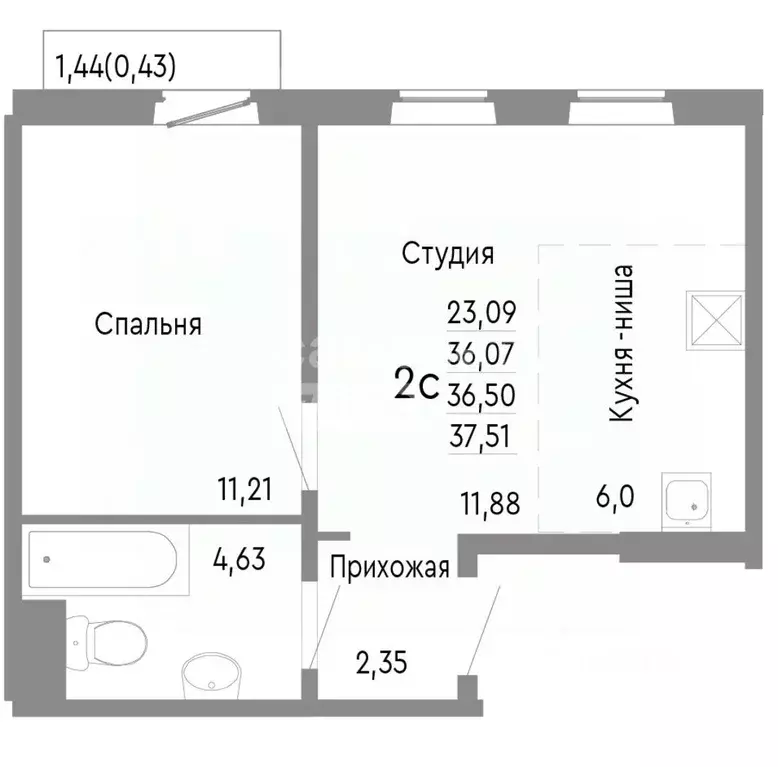 1-к кв. Челябинская область, Челябинск ул. Блюхера, 125Д (36.5 м) - Фото 1