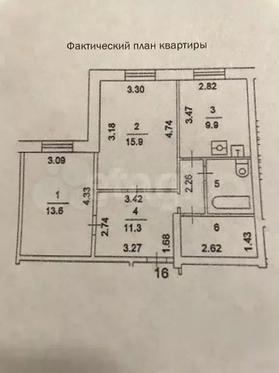 2-к. квартира, 58,6 м, 5/5 эт. - Фото 0