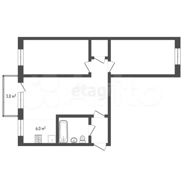 3-к. квартира, 55,6 м, 4/5 эт. - Фото 0